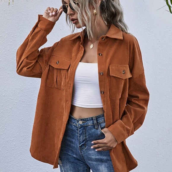Boyfriend fit oversized shacket jacket corduroy - Picture 9 of 14